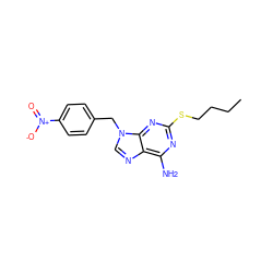 CCCCSc1nc(N)c2ncn(Cc3ccc([N+](=O)[O-])cc3)c2n1 ZINC000040867067