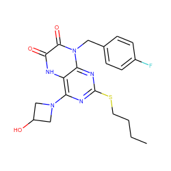 CCCCSc1nc(N2CC(O)C2)c2[nH]c(=O)c(=O)n(Cc3ccc(F)cc3)c2n1 ZINC000040392526