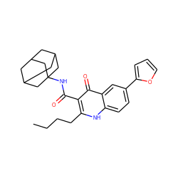 CCCCc1[nH]c2ccc(-c3ccco3)cc2c(=O)c1C(=O)NC12CC3CC(CC(C3)C1)C2 ZINC000072106344