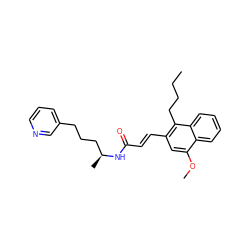 CCCCc1c(/C=C/C(=O)N[C@@H](C)CCCc2cccnc2)cc(OC)c2ccccc12 ZINC000026731790