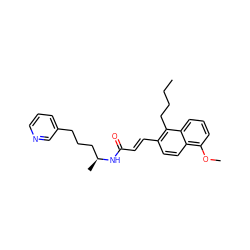 CCCCc1c(/C=C/C(=O)N[C@@H](C)CCCc2cccnc2)ccc2c(OC)cccc12 ZINC000026728800