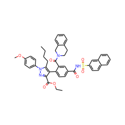 CCCCc1c(-c2ccc(C(=O)NS(=O)(=O)c3ccc4ccccc4c3)cc2C(=O)N2CCc3ccccc3C2)c(C(=O)OCC)nn1-c1ccc(OC)cc1 ZINC000095551524