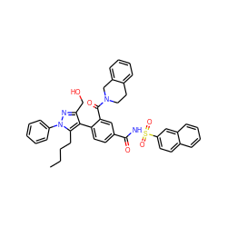 CCCCc1c(-c2ccc(C(=O)NS(=O)(=O)c3ccc4ccccc4c3)cc2C(=O)N2CCc3ccccc3C2)c(CO)nn1-c1ccccc1 ZINC000084654060