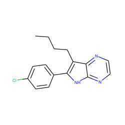 CCCCc1c(-c2ccc(Cl)cc2)[nH]c2nccnc12 ZINC000013492971