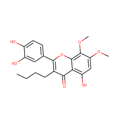 CCCCc1c(-c2ccc(O)c(O)c2)oc2c(OC)c(OC)cc(O)c2c1=O ZINC000013822661