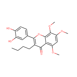 CCCCc1c(-c2ccc(O)c(O)c2)oc2c(OC)c(OC)cc(OC)c2c1=O ZINC000002014140