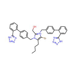 CCCCc1c(Br)[n+](Cc2ccc(-c3ccccc3-c3nnn[nH]3)cc2)c(CO)n1Cc1ccc(-c2ccccc2-c2nnn[nH]2)cc1 ZINC000095589767