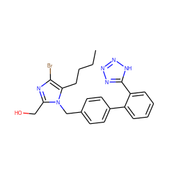 CCCCc1c(Br)nc(CO)n1Cc1ccc(-c2ccccc2-c2nnn[nH]2)cc1 ZINC000084668460