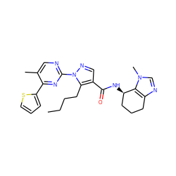 CCCCc1c(C(=O)N[C@@H]2CCCc3ncn(C)c32)cnn1-c1ncc(C)c(-c2cccs2)n1 ZINC000096273291