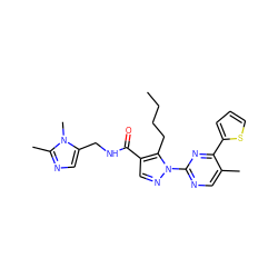 CCCCc1c(C(=O)NCc2cnc(C)n2C)cnn1-c1ncc(C)c(-c2cccs2)n1 ZINC000096273269