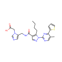 CCCCc1c(C(=O)NCc2cncn2CC(=O)O)cnn1-c1ncc(C)c(-c2cccs2)n1 ZINC000096273280