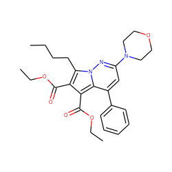 CCCCc1c(C(=O)OCC)c(C(=O)OCC)c2c(-c3ccccc3)cc(N3CCOCC3)nn12 ZINC000064540793