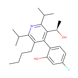 CCCCc1c(C(C)C)nc(C(C)C)c([C@@H](C)O)c1-c1ccc(F)cc1O ZINC000027075479