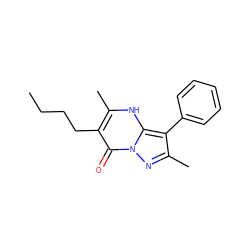 CCCCc1c(C)[nH]c2c(-c3ccccc3)c(C)nn2c1=O ZINC000018240681