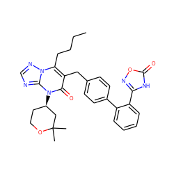 CCCCc1c(Cc2ccc(-c3ccccc3-c3noc(=O)[nH]3)cc2)c(=O)n([C@@H]2CCOC(C)(C)C2)c2ncnn12 ZINC000096178252