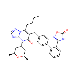 CCCCc1c(Cc2ccc(-c3ccccc3-c3noc(=O)[nH]3)cc2)c(=O)n([C@H]2C[C@H](C)O[C@H](C)C2)c2ncnn12 ZINC000100638552