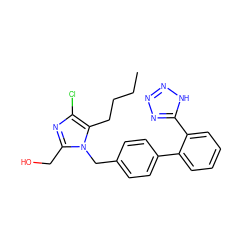 CCCCc1c(Cl)nc(CO)n1Cc1ccc(-c2ccccc2-c2nnn[nH]2)cc1 ZINC000084670654