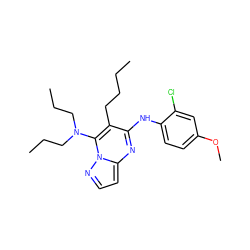 CCCCc1c(Nc2ccc(OC)cc2Cl)nc2ccnn2c1N(CCC)CCC ZINC000072119734