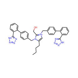 CCCCc1c[n+](Cc2ccc(-c3ccccc3-c3nnn[nH]3)cc2)c(CO)n1Cc1ccc(-c2ccccc2-c2nnn[nH]2)cc1 ZINC000095588853