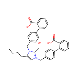 CCCCc1c[n+](Cc2ccc(-c3ccccc3C(=O)O)cc2)c(CO)n1Cc1ccc(-c2ccccc2C(=O)O)cc1 ZINC000095588394