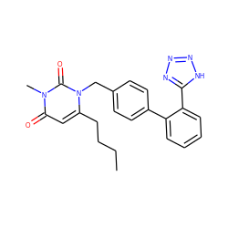 CCCCc1cc(=O)n(C)c(=O)n1Cc1ccc(-c2ccccc2-c2nnn[nH]2)cc1 ZINC000001886344