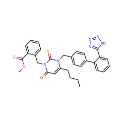 CCCCc1cc(=O)n(Cc2ccccc2C(=O)OC)c(=O)n1Cc1ccc(-c2ccccc2-c2nnn[nH]2)cc1 ZINC000026173310