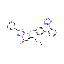 CCCCc1cc(=O)n2nc(-c3ccccc3)nc2n1Cc1ccc(-c2ccccc2-c2nnn[nH]2)cc1 ZINC000026177742