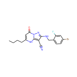 CCCCc1cc(=O)n2nc(NCc3ccc(Br)cc3F)c(C#N)c2[nH]1 ZINC000473249085