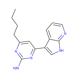 CCCCc1cc(-c2c[nH]c3ncccc23)nc(N)n1 ZINC000043202108