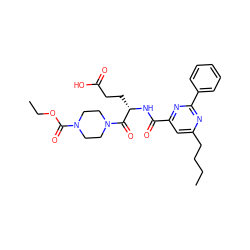 CCCCc1cc(C(=O)N[C@@H](CCC(=O)O)C(=O)N2CCN(C(=O)OCC)CC2)nc(-c2ccccc2)n1 ZINC000168744304