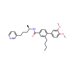 CCCCc1cc(C(=O)N[C@H](C)CCCc2cccnc2)ccc1-c1ccc(OC)c(OC)c1 ZINC000003795888