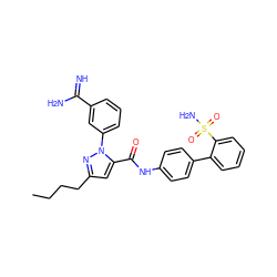 CCCCc1cc(C(=O)Nc2ccc(-c3ccccc3S(N)(=O)=O)cc2)n(-c2cccc(C(=N)N)c2)n1 ZINC000013529526