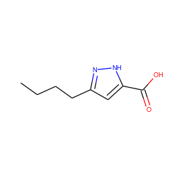 CCCCc1cc(C(=O)O)[nH]n1 ZINC000004386887