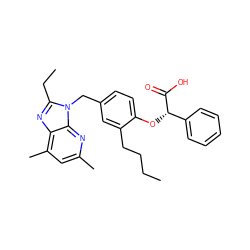 CCCCc1cc(Cn2c(CC)nc3c(C)cc(C)nc32)ccc1O[C@H](C(=O)O)c1ccccc1 ZINC000036176014