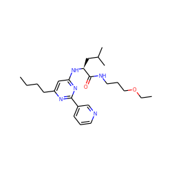 CCCCc1cc(N[C@@H](CC(C)C)C(=O)NCCCOCC)nc(-c2cccnc2)n1 ZINC000036143703