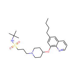 CCCCc1cc(OC2CCN(CCCS(=O)(=O)NC(C)(C)C)CC2)c2ncccc2c1 ZINC000059026550