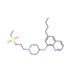 CCCCc1cc(OC2CCN(CCNS(=O)(=O)CC)CC2)c2ncccc2c1 ZINC000059028586