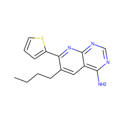 CCCCc1cc2c(N)ncnc2nc1-c1cccs1 ZINC000001546378