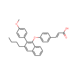 CCCCc1cc2ccccc2c(Oc2ccc(/C=C/C(=O)O)cc2)c1-c1ccc(OC)cc1 ZINC000040951884