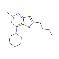 CCCCc1cc2nc(C)nc(N3CCCCC3)c2[nH]1 ZINC000100867656