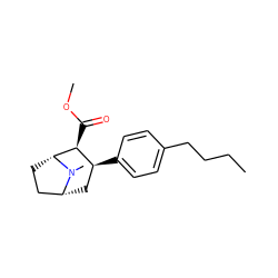 CCCCc1ccc([C@H]2C[C@@H]3CC[C@H]([C@H]2C(=O)OC)N3C)cc1 ZINC000073198265