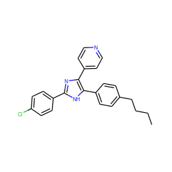 CCCCc1ccc(-c2[nH]c(-c3ccc(Cl)cc3)nc2-c2ccncc2)cc1 ZINC000026570227