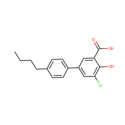 CCCCc1ccc(-c2cc(Cl)c(O)c(C(=O)O)c2)cc1 ZINC000064454302