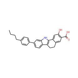 CCCCc1ccc(-c2ccc3c4c([nH]c3c2)-c2cc(O)c(C(=O)O)cc2CC4)cc1 ZINC000034893865