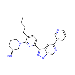 CCCCc1ccc(-c2n[nH]c3cnc(-c4cccnc4)cc23)nc1N1CCC[C@H](N)C1 ZINC000205264238