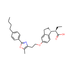 CCCCc1ccc(-c2nc(CCOc3ccc4c(c3)CC[C@@H]4[C@@H](CC)C(=O)O)c(C)o2)cc1 ZINC000028566276