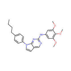 CCCCc1ccc(-n2ccc3cnc(Nc4cc(OC)c(OC)c(OC)c4)nc32)cc1 ZINC000036348835