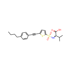 CCCCc1ccc(C#Cc2ccc(S(=O)(=O)N[C@@H](C(=O)O)C(C)C)s2)cc1 ZINC000013797373