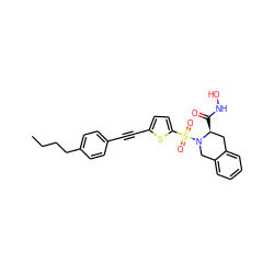 CCCCc1ccc(C#Cc2ccc(S(=O)(=O)N3Cc4ccccc4C[C@@H]3C(=O)NO)s2)cc1 ZINC000072175491