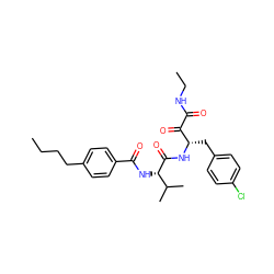 CCCCc1ccc(C(=O)N[C@H](C(=O)N[C@@H](Cc2ccc(Cl)cc2)C(=O)C(=O)NCC)C(C)C)cc1 ZINC000028565286